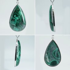 画像2: マラカイト ペンダントトップ SV925 コンゴ産【一点もの】Malachite ドロップ 覆輪 フクリン 孔雀石 浄化 お守り 天然石 パワーストーン カラーストーン (2)