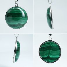 画像2: マラカイト ペンダントトップ SV925 アフリカ産【一点もの】Malachite 丸 覆輪 フクリン 孔雀石 浄化 お守り 天然石 パワーストーン カラーストーン (2)