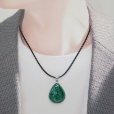 画像4: マラカイト ペンダントトップ SV925 コンゴ産【一点もの】Malachite ドロップ 覆輪 フクリン 孔雀石 浄化 お守り 天然石 パワーストーン カラーストーン (4)