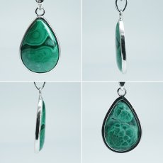画像2: マラカイト ペンダントトップ SV925 コンゴ産【一点もの】Malachite ドロップ 覆輪 フクリン 孔雀石 浄化 お守り 天然石 パワーストーン カラーストーン (2)