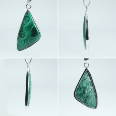 画像2: マラカイト ペンダントトップ SV925 コンゴ産【一点もの】Malachite 三角形 覆輪 フクリン 孔雀石 浄化 お守り 天然石 パワーストーン カラーストーン (2)