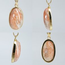 画像2: サンストーン ペンダントトップ SV925 インド産 【一点もの】 Sunstone  覆輪 フクリン 太陽 内包物 輝き 天然石 パワーストーン カラーストーン (2)