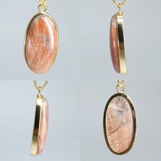 画像2: サンストーン ペンダントトップ SV925 インド産 【一点もの】 Sunstone  覆輪 フクリン 太陽 内包物 輝き 天然石 パワーストーン カラーストーン (2)