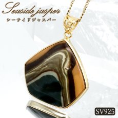 画像1: シーサイドジャスパー ペンダントトップ SV925 インドネシア産 【一点物】 Seaside Jasper 覆輪 フクリン ジャスパー お守り 浄化 天然石 パワーストーン カラーストーン (1)