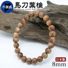 画像1: 馬刀葉椎(まてばしい) ブレスレット 8mm 千葉県産 【日本銘木】47都道府県 Japanese stone oak(Matebashii) 自社製 日本製 天然木 パワーズウッド (1)