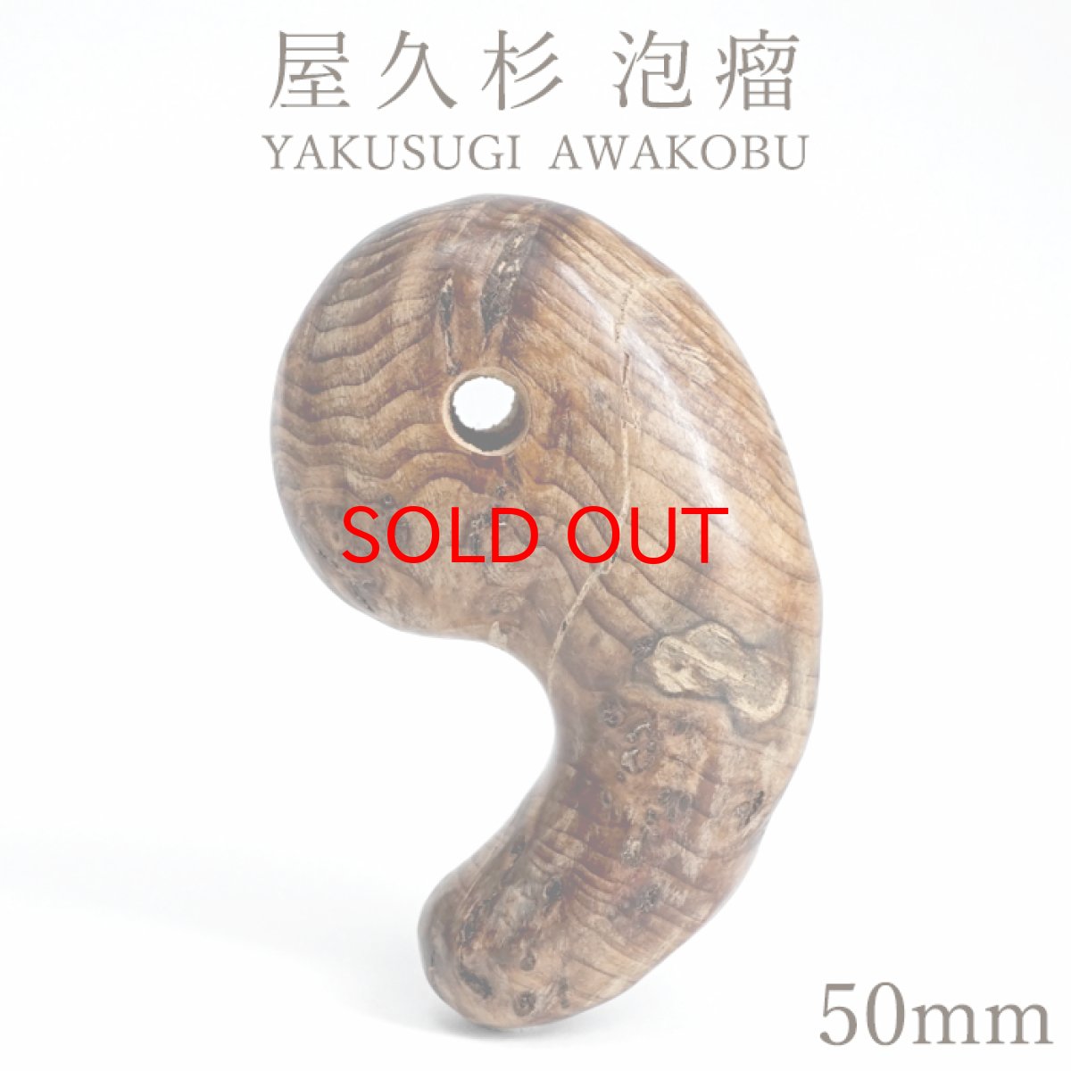 画像1: 屋久杉 泡瘤 (あわこぶ) 勾玉 50mm 【一点もの】 YAKUSUGI AWAKOBU 鹿児島県 屋久島 国産 日本製 瘤 杉 エネルギー パワーズウッド 天然木 (1)