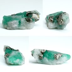画像2: エメラルド パイライト共生 原石 約8.9g コロンビア ムソ鉱山産 【一点もの】 Emerald 鉱物 標本 結晶 緑柱石 浄化 お守り 天然石 パワーストーン カラーストーン (2)