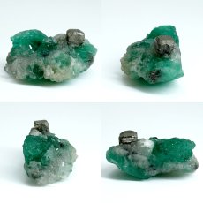 画像2: エメラルド パイライト共生 原石 約12.3g コロンビア ムソ鉱山産 【一点もの】 Emerald 鉱物 標本 結晶 緑柱石 浄化 お守り 天然石 パワーストーン カラーストーン (2)