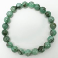 画像3: エメラルド 8mm ブレスレット【一点もの】ブラジル産 Emerald 裸石 緑柱石 5月誕生石 天然石 パワーストーン カラーストーン (3)