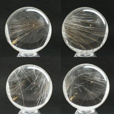 画像2: ルチルクォーツ 丸玉 64mm ブラジル産 スフィア 【 一点もの 】 Rutile quartz 希少 針水晶 ルチル 鉱物 浄化 お守り 風水 オブジェ 幸運 開運 運気 天然石 パワーストーン (2)