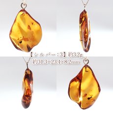 画像4: アンバー ペンダントトップ SV925 リトアニア産 【一点もの】 Amber 天然アンバー 琥珀 内包物 植物 天然石 パワーストーン カラーストーン (4)