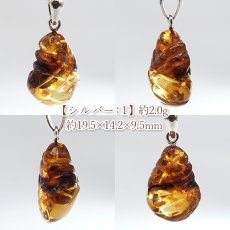 画像3: アンバー ペンダントトップ SV925 リトアニア産 【一点もの】 Amber 天然アンバー 琥珀 内包物 植物 天然石 パワーストーン カラーストーン (3)