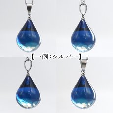 画像3: サファイアブルーアンバー ペンダントトップ ドロップカット型 リトアニア産 Amber アンバー 琥珀 ステンレス 天然石 パワーストーン カラーストーン (3)