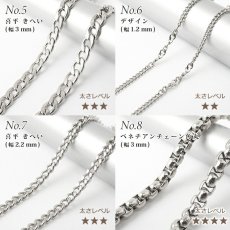 画像3: サージカルステンレス製 ネックレスチェーン 45〜60cm 【シルバー】 金具付き 金属アレルギー対応 SUS316 医療用ステンレス ネックレス アレルギーフリー チェーン (3)