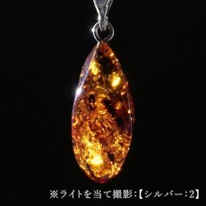 画像4: アンバー ペンダントトップ SV925 リトアニア産 【一点もの】 Amber 天然アンバー 琥珀 内包物 植物 天然石 パワーストーン カラーストーン (4)