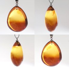 画像2: アンバー ペンダントトップ ドロップ型 リトアニア産 【一点もの】 Amber アンバー 琥珀 ステンレス 日本製 天然石 パワーストーン カラーストーン (2)