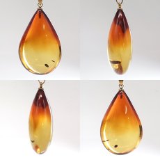 画像2: アンバー ペンダントトップ ドロップ型 リトアニア産 【一点もの】 Amber アンバー 琥珀 ステンレス 日本製 天然石 パワーストーン カラーストーン (2)