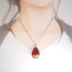 画像4: レッドアンバー ペンダントトップ ドロップ型 リトアニア産 【一点もの】 Amber アンバー ステンレス 琥珀 内包物 植物 天然石 パワーストーン カラーストーン (4)