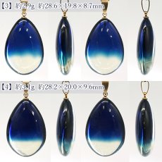 画像3: サファイアブルーアンバー ペンダントトップ ドロップ型 リトアニア産 【一点もの】 Amber アンバー 琥珀 ステンレス 日本製 天然石 パワーストーン カラーストーン (3)