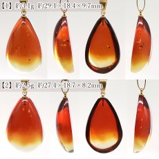 画像2: アンバー ペンダントトップ ドロップ型 リトアニア産 【一点もの】 Amber アンバー 琥珀 ステンレス 日本製 天然石 パワーストーン カラーストーン (2)