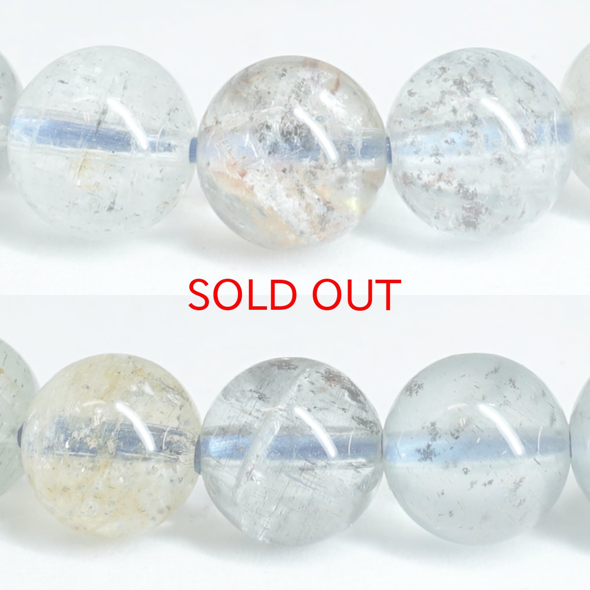 画像2: アクアマリンサンストーン 7.5mm ブレスレット タンザニア産 【一点もの】 アクアマリン Aquamarine モスアクアマリン 高品質 鉱物 内包 天然石 パワーストーン カラーストーン (2)