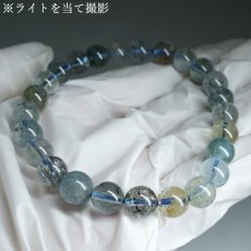 画像5: アクアマリンサンストーン 7.5mm ブレスレット タンザニア産 【一点もの】 アクアマリン Aquamarine モスアクアマリン 高品質 鉱物 内包 天然石 パワーストーン カラーストーン (5)