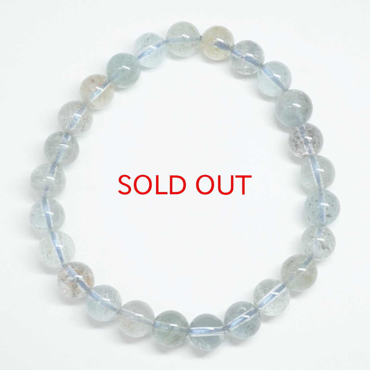 画像3: アクアマリンサンストーン 7.5mm ブレスレット タンザニア産 【一点もの】 アクアマリン Aquamarine モスアクアマリン 高品質 鉱物 内包 天然石 パワーストーン カラーストーン (3)