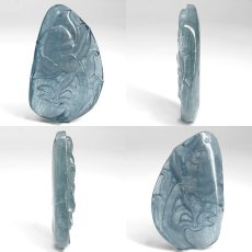 画像2: アクアマリン 蓮 彫り物 約9.8g ブラジル産【一点もの】Aquamarine 風水 3月誕生石 藍柱石 藍玉 ベリル 緑柱石 花 ハス 蓮華 レンゲ 天然石 パワーストーン (2)