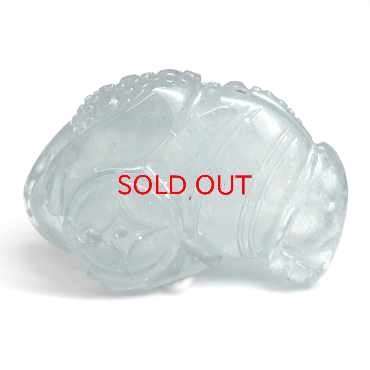 画像3: 【セール 14%OFF】 アクアマリン 三本足蛙 彫り物 約3.9g ブラジル産【一点もの】Aquamarine 風水 3月誕生石 藍柱石 藍玉 ベリル 緑柱石 カエル 銭蛙 金蟾 天然石 パワーストーン カラーストーン (3)