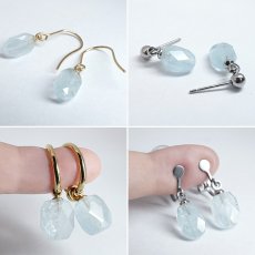 画像6: アクアマリン カット ピアス ＆ イヤリング ブラジル産 Aquamarine 日本製 カット加工 ステンレス 3月誕生石 藍柱石 藍玉 ベリル 緑柱石 鉱物 浄化 お守り 天然石 パワーストーン カラーストーン (6)