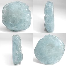 画像2: アクアマリン 蓮 彫り物 約34.8g ブラジル産【一点もの】Aquamarine 風水 3月誕生石 藍柱石 藍玉 ベリル 緑柱石 花 ハス 蓮華 レンゲ天然石 パワーストーン カラーストーン (2)