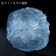 画像3: アクアマリン 蓮 彫り物 約34.8g ブラジル産【一点もの】Aquamarine 風水 3月誕生石 藍柱石 藍玉 ベリル 緑柱石 花 ハス 蓮華 レンゲ天然石 パワーストーン カラーストーン (3)