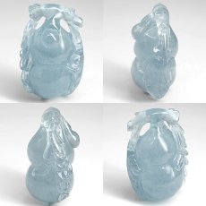 画像2: アクアマリン 瓢箪 彫り物 約7.8g ブラジル産【一点もの】Aquamarine 風水 3月誕生石 藍柱石 藍玉 ベリル 緑柱石 ひょうたん 天然石 パワーストーン カラーストーン (2)