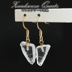 画像1: ゼッカデソーザ水晶 フック型 ピアス 原石 ブラジル産【 一点もの 】Zecadesouza Quartz 突き刺し型 日本製 ステンレス 4月誕生石 水晶 ミナスジェライス州 希少 鉱物 浄化 お守り 天然石 パワーストーン (1)