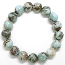 画像3: チョコレートラリマー 12mm ブレスレット ドミニカ産 【 一点もの 】Chocolate Larimar ラリマー ソーダ珪灰石 曹灰針石 ブルー ペクトライト 希少 愛 平和 癒し 鉱物 世界三大 ヒーリングストーン お守り 天然石 パワーストーン (3)