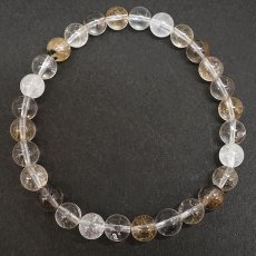 画像3: ルチル入り マニハール水晶 ブレスレット 約7mm インド マニハール地方産 【一点もの】 Manihar Quartz with Rutilated Quartz ヒマラヤ 水晶 ルチルクォーツ  クリスタル 希少 レア お守り 鉱物 共生 共生鉱物 4月誕生石 天然石 パワーストーン カラーストーン (3)