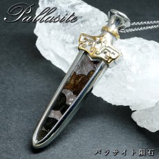画像1: パラサイト隕石 剣 ペンダントトップ ST ロシア産 【一点もの】 隕石 Pallasite ステンレス サージカル メテオライト 石鉄隕石 オリビン 橄欖石 宇宙 ヒーリング 天然石 パワーストーン (1)