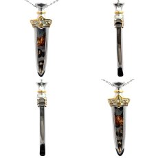 画像2: パラサイト隕石 剣 ペンダントトップ ST ロシア産 【一点もの】 隕石 Pallasite ステンレス サージカル メテオライト 石鉄隕石 オリビン 橄欖石 宇宙 ヒーリング 天然石 パワーストーン (2)