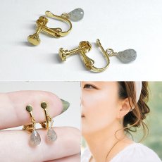 画像2: ラブラドライト イヤリング マダガスカル産 ステンレス製 Labradorite 日本製 自社製 ネジ巻き式ドロップ カット ゴールド 鉱物 曹灰長石 お守り ラブラドレッセンス 浄化 アクセサリー ヒーリング 天然石 パワーストーン カラーストーン (2)
