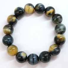 画像3: イエローブルータイガーズアイ ブレスレット 14mm アフリカ産 【一点もの】 Tiger’s Eye タイガーアイ 虎目石 お守り 浄化 アクセサリー ヒーリング 天然石 パワーストーン カラーストーン (3)