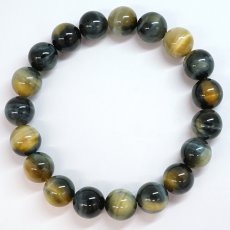 画像3:  イエローブルータイガーズアイ ブレスレット 10mm アフリカ産 【一点もの】 Tiger’s Eye タイガーアイ 虎目石 お守り 浄化 アクセサリー ヒーリング 天然石 パワーストーン カラーストーン (3)