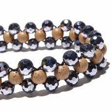 画像2: ペット用 ネックレス テラヘルツ × 北投石 編み 約18.5cm 日本製 自社製 マグネット 放射性 ラジウム 高純度 テラヘルツ鉱石 血流改善 小型犬 犬用 アクセサリー 健康ストーン ことほぎ 天然石 パワーストーン お守り ギフト (2)