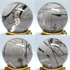 画像3: クォーツインクォーツ トルマリンイン 丸玉 ブラジル産 【 一点もの 】 希少 レア 水晶 クリスタル クォーツ 4月誕生石 エネルギー 厄除け 内包物 スフィア 鉱物 お守り 浄化 天然石 パワーストーン  (3)