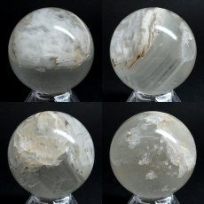 画像2: ホワイトガーデンファントム 50mm 丸玉 ブラジル産 【山梨甲府研磨】 一点もの 手研磨 山梨県甲府市 職人 匠 宝石研磨 クォーツ スフィア 水晶 内包物 鉱物 お守り 浄化 天然石 パワーストーン  (2)