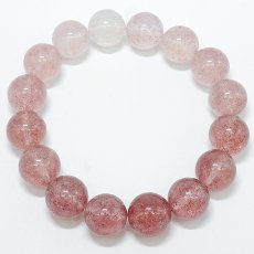 画像3: ストロベリークォーツ ブレスレット 13mm アフリカ産【一点もの】Strawberry quartz クォーツ 水晶 いちご イチゴ 苺 内包物 ゲーサイト ピンクエピドート お守り 浄化 アクセサリー ヒーリング 天然石 パワーストーン カラーストーン (3)