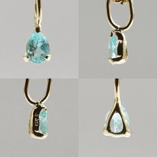 画像2: パライバトルマリン K18 ペンダントトップ 0.02ct ブラジル産 18金【一点物】Paraiba Tourmaline 10月誕生石 希少石 希少 電気石 ペアーシェイプ カット ジュエリー 小ぶり 小粒 天然石 カラーストーン パワーストーン ロイヤルジュエリー Royal Jewelry (2)