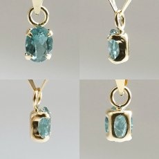 画像2: パライバトルマリン K18 ペンダントトップ 0.10ct ブラジル産 18金【一点物】Paraiba Tourmaline 10月誕生石 希少石 希少 電気石 オーバルカット ジュエリー 小ぶり 小粒 天然石 カラーストーン パワーストーン ロイヤルジュエリー Royal Jewelry (2)