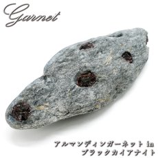 画像1: アルマンディンガーネット ブラックカイアナイト 原石 マケドニア産 共生鉱物 【 一点もの 】 Almandine Garnet ガーネット 標本 鉱物 結晶 希少 お守り 浄化 天然石 パワーストーン カラーストーン (1)