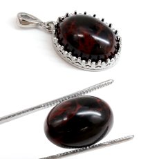 画像3: 紅十勝石 ルース 北海道産 18×13mm ヴァーミリオンオブシディアン オーバル カボション Vermilion Obsidian 日本銘石 正規代理店 日本製 自社製 鉱物 パワーストーン 天然石 (3)