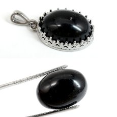 画像3: サヌカイト ルース 香川県産 18×13mm オーバル カボション Sanukite 日本銘石 正規代理店 日本製 自社製 讃岐岩 カンカン石 鉱物 パワーストーン 天然石 (3)